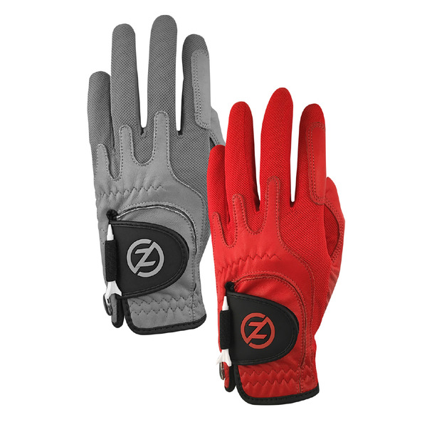 Zero Friction Men's Cabretta Elite Golf Glove, Grey & Red GL72005